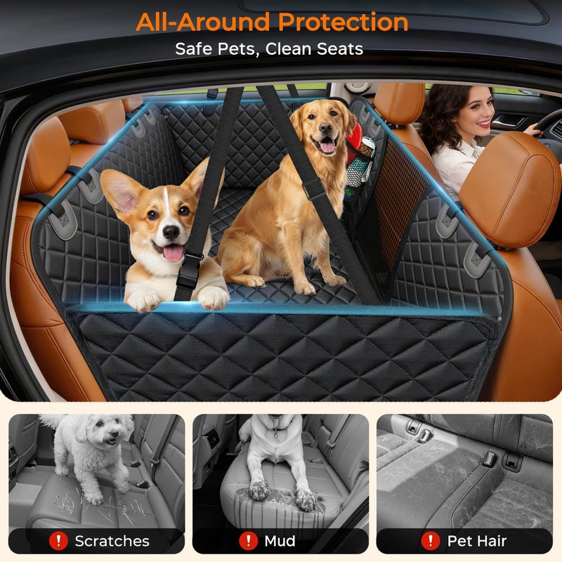 URPOWER Hard Bottom Dog Car Seat Cover for Pets 100% Waterproof Seat Cover Hammock 600D Heavy Duty Scratch Proof Nonslip Durable Soft Back Seat Covers for Cars Trucks and SUVs - Image 4