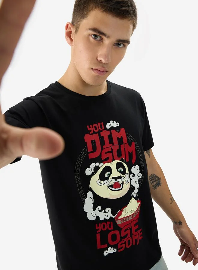 The Souled Store  Men Black Graphic Dim Sum Panda Cotton T-Shirt for Men | Best Price UAE