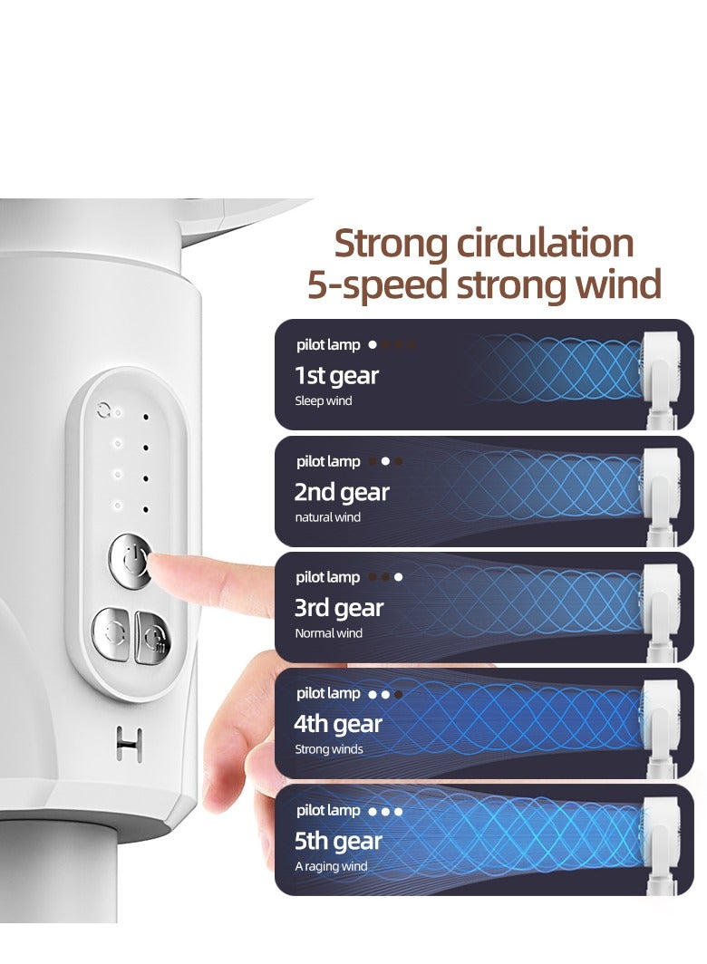 Pedestal Fan, Air Circulation Fan, 3 In 1 Remote Control Electric Standing Silent Fan, Rechargeable Standing Fan with 5 Adjustable Speed, Adjustable Height Energy Saving and Timer, for Home and Office (F1 White)  - Image 5
