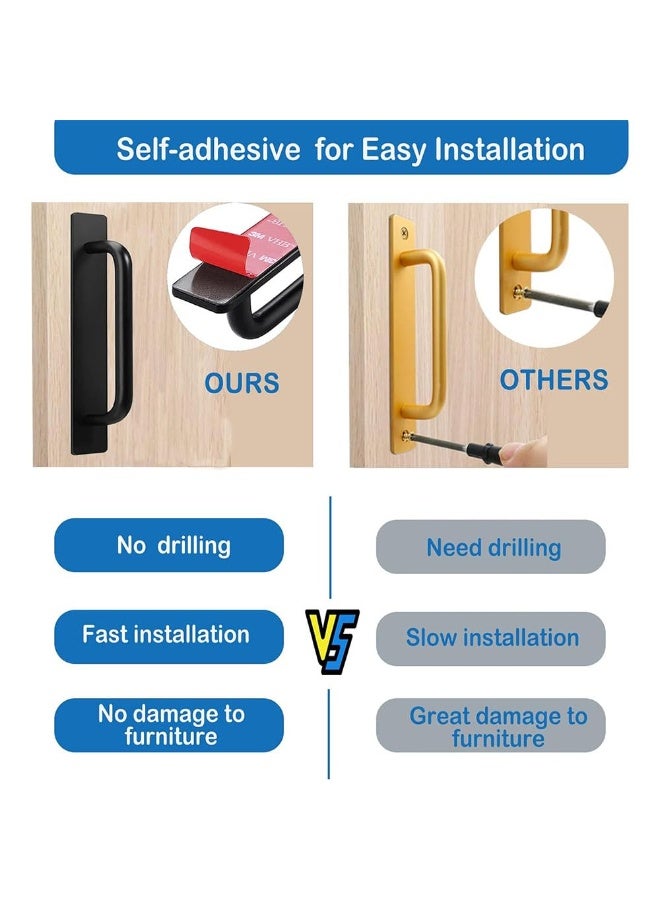 JZS Cabinet Drawer Handles Pulls of Self-Stick Instant,Aluminum Alloy Push Pull Handles Helper with Adhesive Door Handle for Kitchen, Window Sliding Closet,148mm,2PCS,Black - Image 5