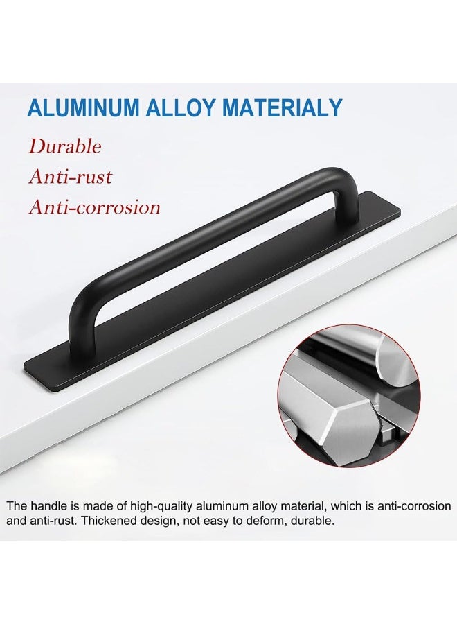 JZS Cabinet Drawer Handles Pulls of Self-Stick Instant,Aluminum Alloy Push Pull Handles Helper with Adhesive Door Handle for Kitchen, Window Sliding Closet,148mm,2PCS,Black - Image 4