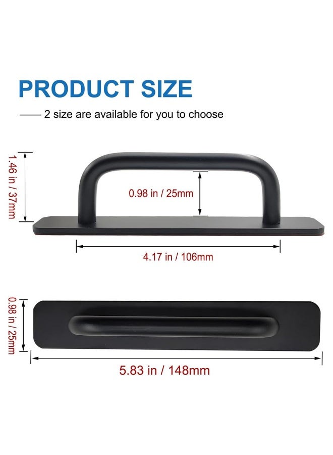JZS Cabinet Drawer Handles Pulls of Self-Stick Instant,Aluminum Alloy Push Pull Handles Helper with Adhesive Door Handle for Kitchen, Window Sliding Closet,148mm,2PCS,Black - Image 2