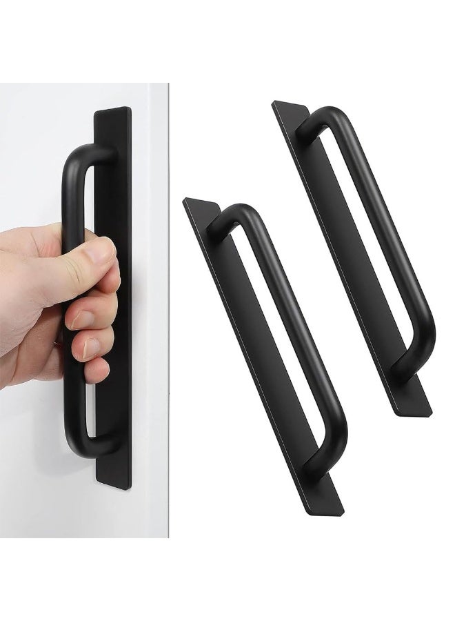 JZS Cabinet Drawer Handles Pulls of Self-Stick Instant,Aluminum Alloy Push Pull Handles Helper with Adhesive Door Handle for Kitchen, Window Sliding Closet,148mm,2PCS,Black - Image 1