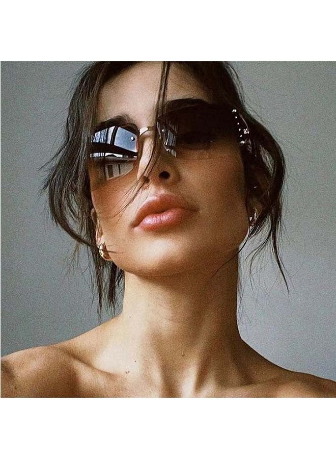 Stylish Rimless Frameless Rectangle Sunglasses For Women - Uv Protection - Image 5