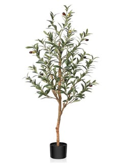 APEX 120 CM Artificial Olive Tree Tall Fake Potted Olive Silk Tree with Planter Large Faux Olive Branches and Fruits Artificial Tree for Modern Home Office Living Room Floor Decor Indoor  - Image 3