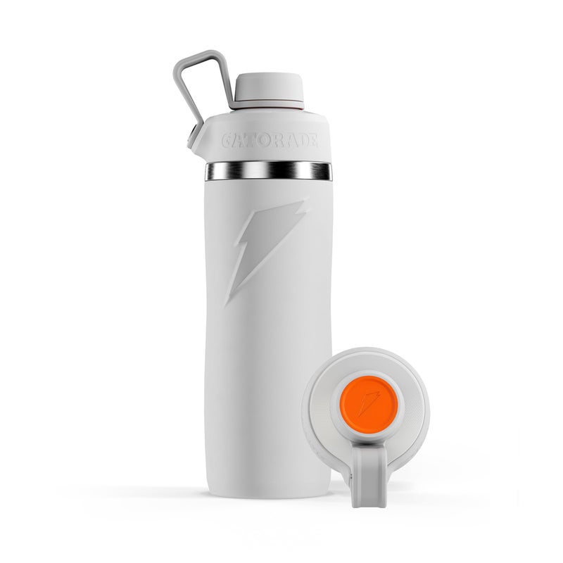 Gatorade 'Overtime' 32oz Stainless Steel Water Bottle, Twist Cap, White - Image 1