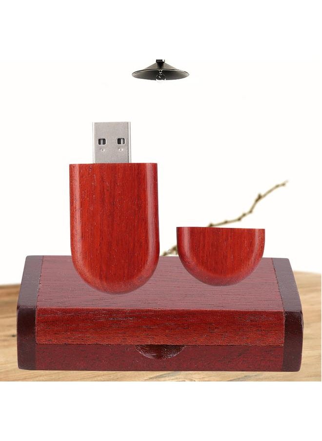 Thoraya Oval Rosewood Wooden USB 2.0 Flash Memory Drive Storage Stick With Box U Disk 8GB  - Image 5