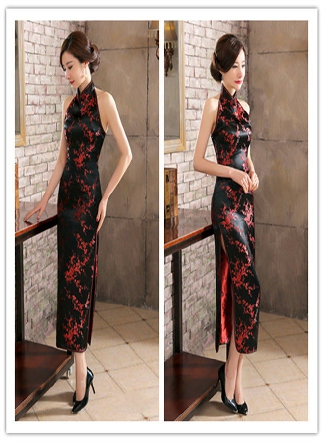 Loquat Plum Blossom Sleeveless Dress Black/Red  - Image 3