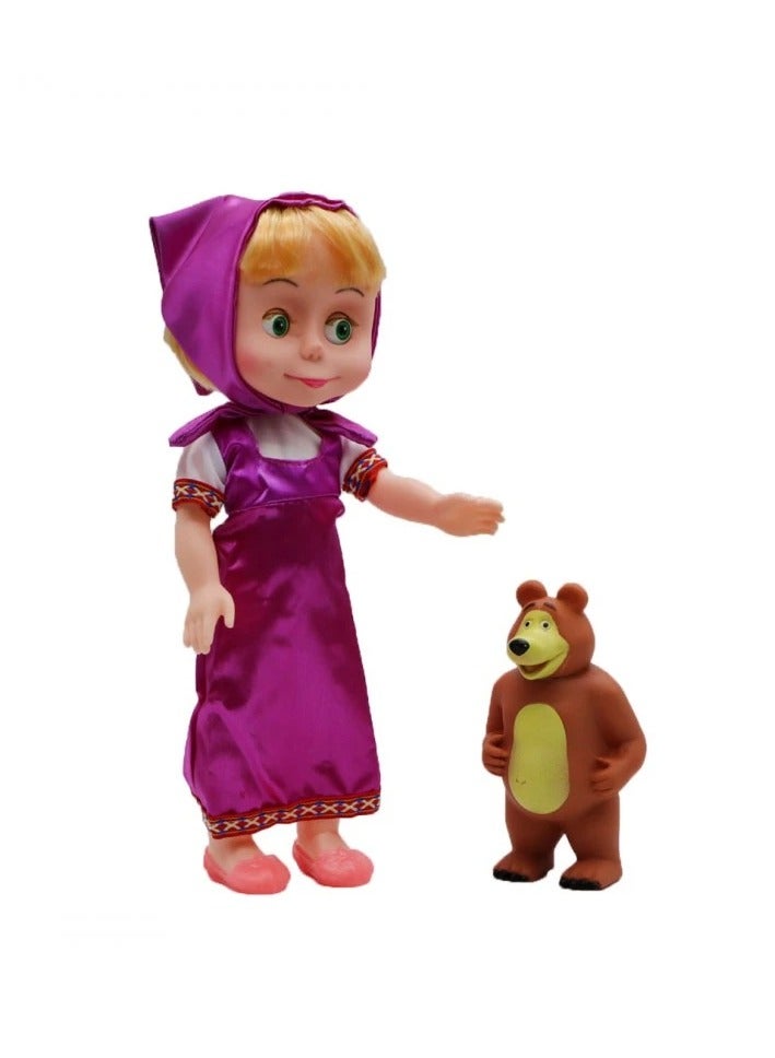 Rally Traditional Outfit Girl Doll with Small Teddy Bear – Interactive Playset for Kids to Imitate Cartoon Characters, Perfect Gift for Imagination and Role Play - Image 1