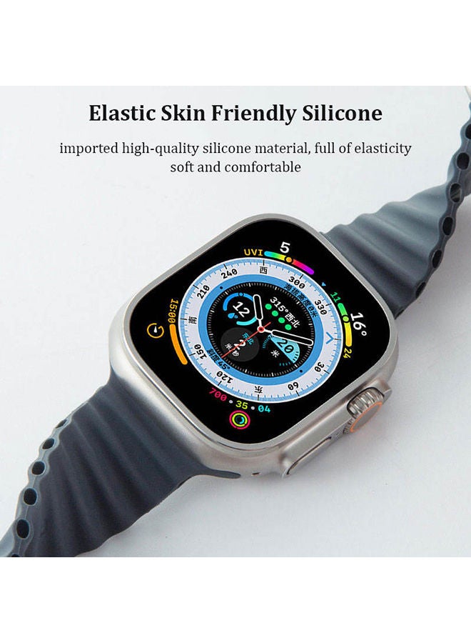 O Ozone Silicone Ocean Band For Apple Watch Band Series 8 42mm 44mm 45mm 49mm Adjustable Strap For iWatch Series 8/7/6/5/4/3/2/1/SE/Ultra - Black/Dark Grey/Green - Image 4