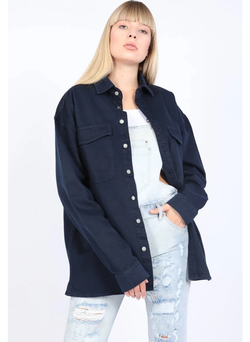 Banny Jeans Women's Oversize Jean Shirt Navy