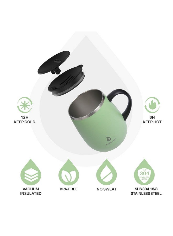 ideus Ideus 16 oz Insulated Coffee Mug with Handle and Lid, Double Wall Stainless Steel Vacuum Insulated Tumbler Cup, Travel Coffee Cup Thermal Cup for Home and Office, Avocado Green - Image 2