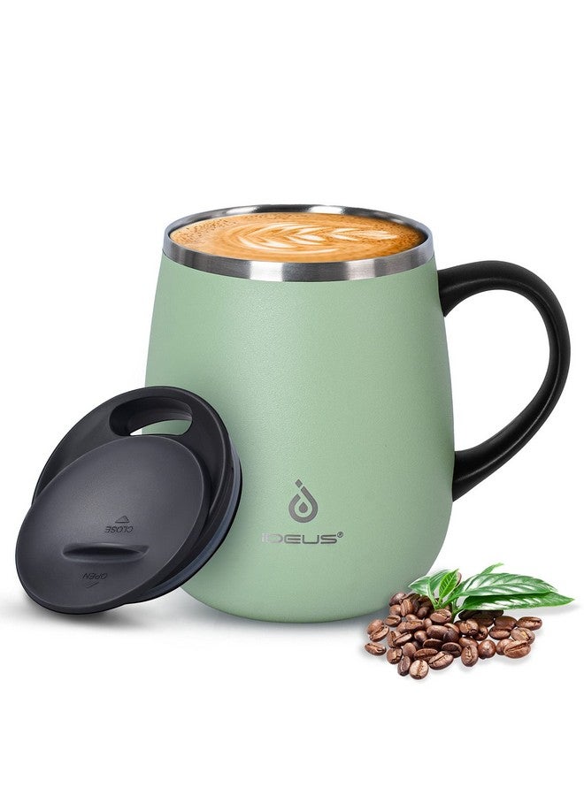 ideus Ideus 16 oz Insulated Coffee Mug with Handle and Lid, Double Wall Stainless Steel Vacuum Insulated Tumbler Cup, Travel Coffee Cup Thermal Cup for Home and Office, Avocado Green - Image 1