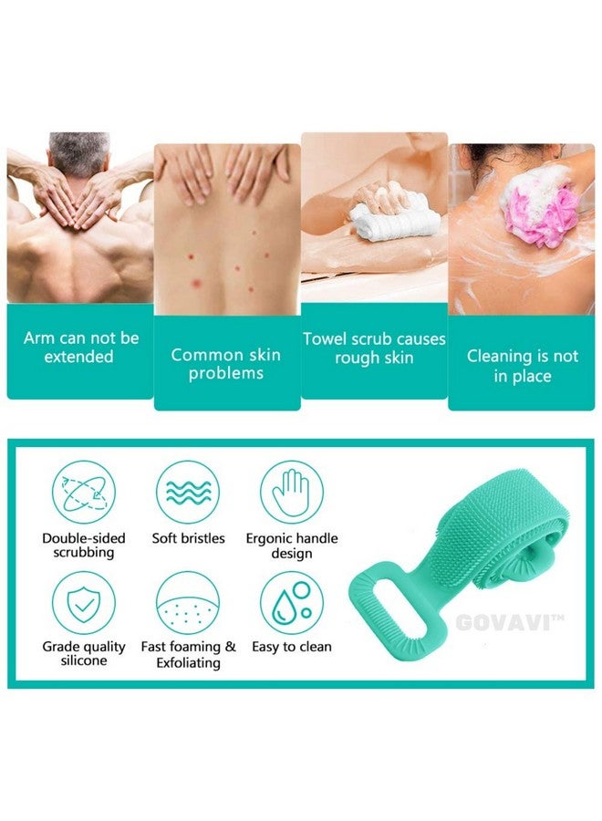 GOVAVI™ Silicone Bath Body Brush, Exfoliating Long Silicone Body Back Scrubber, Strong Rub Back Mud Silica Gel Bath Towel, Silicone Double-Sided Back Scrub-(Multicolor) - Image 5