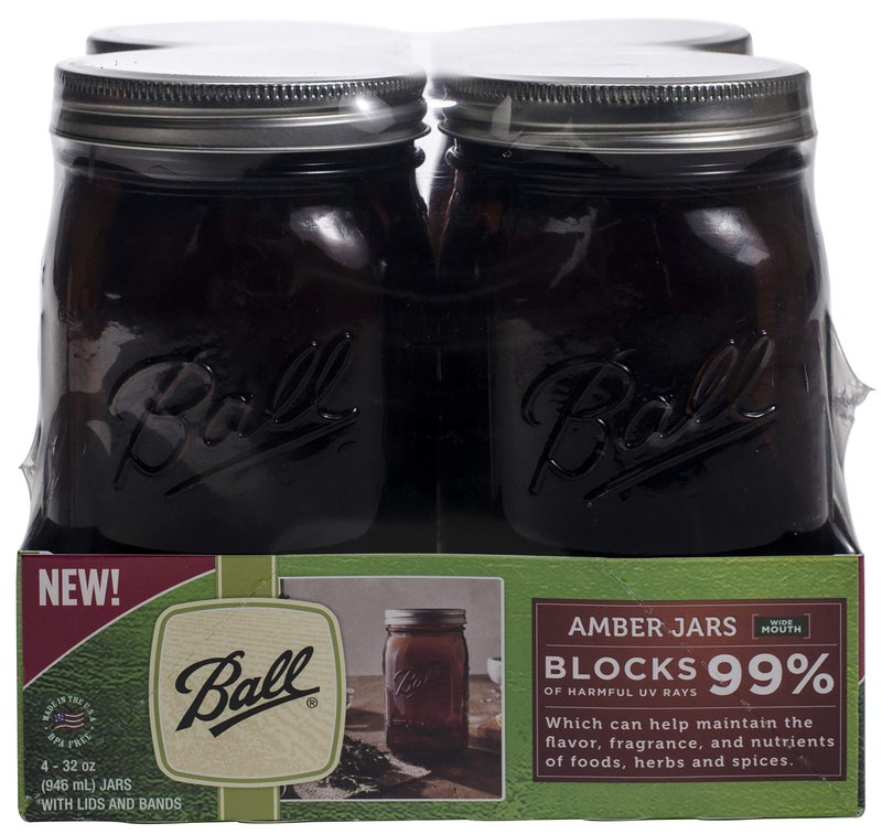 Ball Wide Mouth Canning Jars, Quart, Amber, 4 Count,1440069046 - Image 1