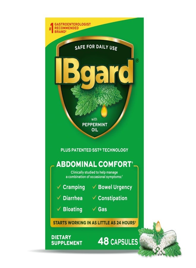 IBgard Gut Health Supplement, Peppermint Oil Capsules for Abdominal Comfort, 48 Capsules - Image 1
