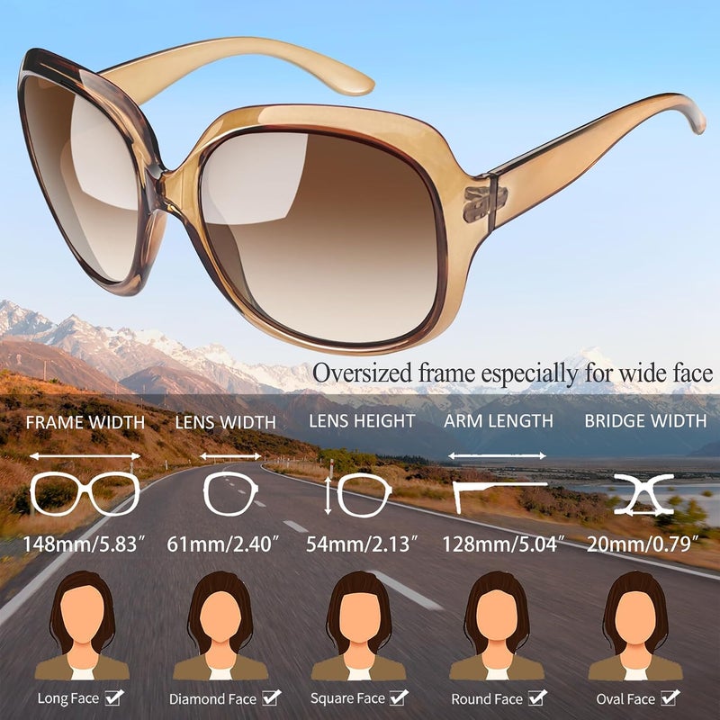 Joopin Polarized Sunglasses for Women, Vintage Oversized Square Sun Glasses UV400 Protection, Ladies Shades Rectangle Large Frame Driving Sunglasses Womens - Image 3