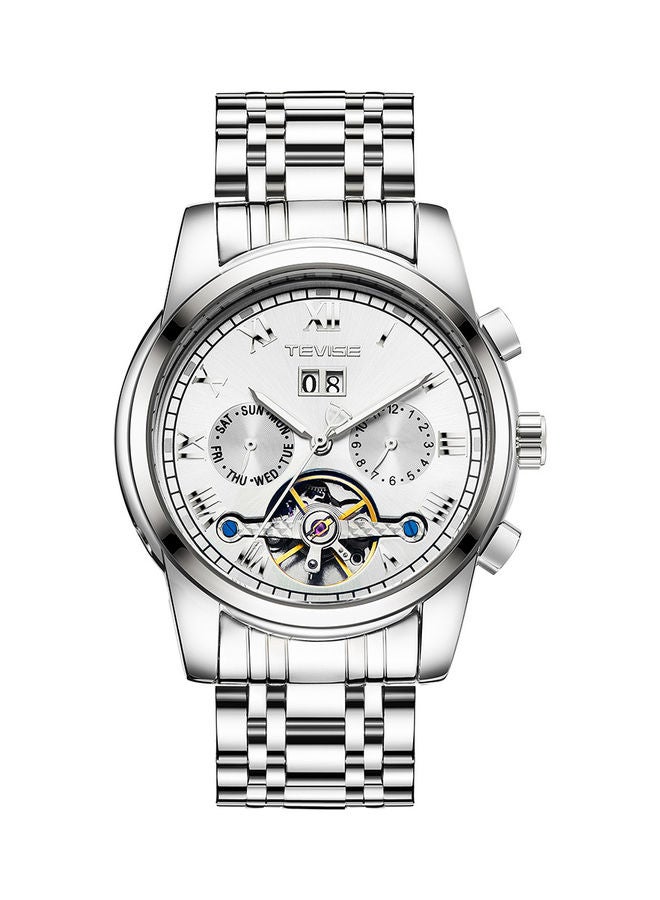 تيفيز ساعة يد ميكانيكية بسوار من الستانلس ستيل مقاس 36 مم - لون فضي للرجال