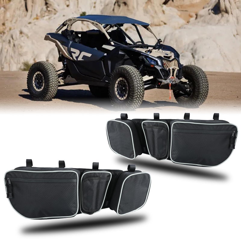 حقائب تخزين SUNPIE Maverick x3 متوافقة مع Can am Maverick X3 للأبواب الأمامية العلوية 2017-2025 جميع الطرازات مقاومة للماء تخزين جانبي UTV مع حامل أكواب وسادة ركبة قابلة للإزالة