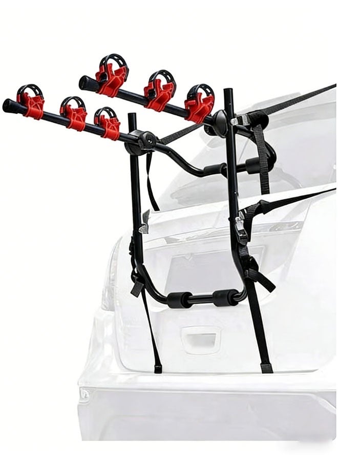 Bukela Trunk Mounted Bike Rack, Foldable Bicycle Rear Mount Carrier, Car 3 Bike Carrier Mount, Bicycle Carrier Rack, Rail Hitch Mount Rack for Cars Trunk - Image 1