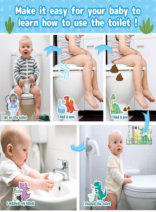 جي هول مخطط تدريب على استخدام المرحاض المغناطيسي من GWHOLE، مخطط ديناصورات لتدريب الأطفال الصغار على استخدام المرحاض، مخطط ملصقات لتدريب الأطفال على استخدام المرحاض مع 48 ملصق مكافأة مغناطيسي - Image 3
