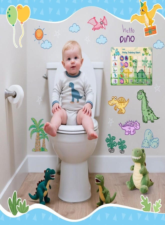 جي هول مخطط تدريب على استخدام المرحاض المغناطيسي من GWHOLE، مخطط ديناصورات لتدريب الأطفال الصغار على استخدام المرحاض، مخطط ملصقات لتدريب الأطفال على استخدام المرحاض مع 48 ملصق مكافأة مغناطيسي - Image 4