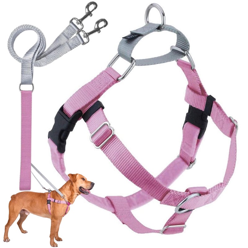 2 Hounds Design Freedom No Pull Dog Harness Adjustable Harness and Leash Set Easy Walking Comfortable Control Fits Small Medium Large Dogs Solid Colors Made in USA 1 XL Rose