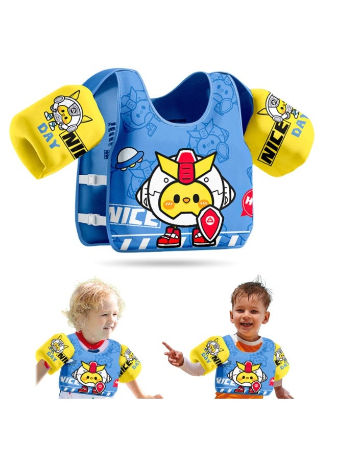 DMG TECH Kids Swim Vest Fit 22-66 Lbs, Baby Pool Float with Arm Wings, for 2-6 Years, Beach & Pool Water Safety Floaties (Blue) - Image 1