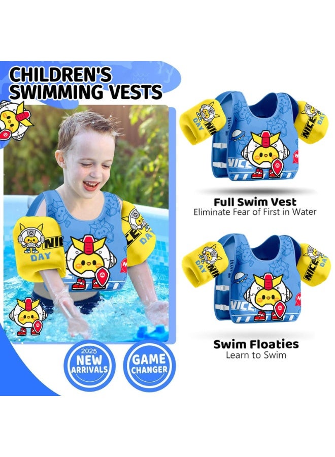 DMG TECH Kids Swim Vest Fit 22-66 Lbs, Baby Pool Float with Arm Wings, for 2-6 Years, Beach & Pool Water Safety Floaties (Blue) - Image 2