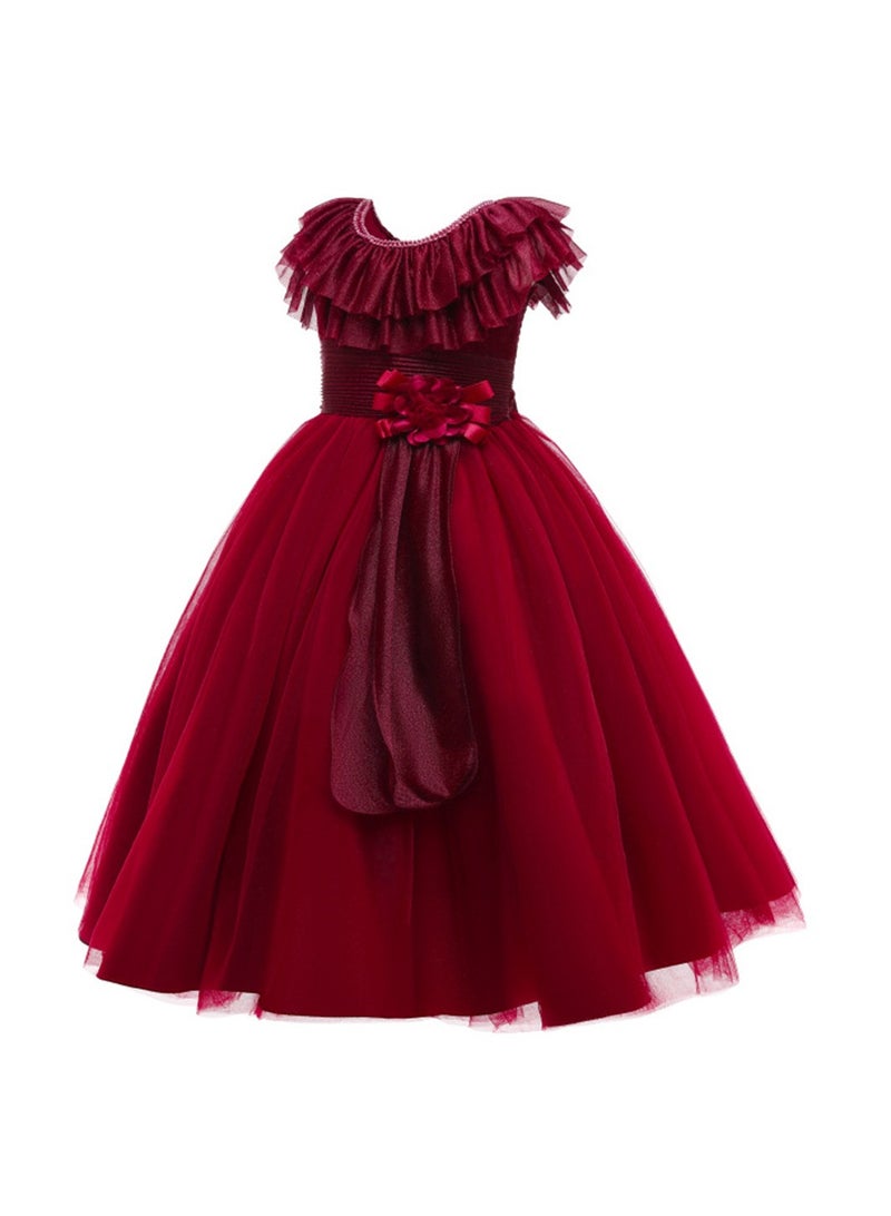 Girls princess dress tutu gauze atmospheric performance costume little girl flower girl wedding dress Costumes - Image 1