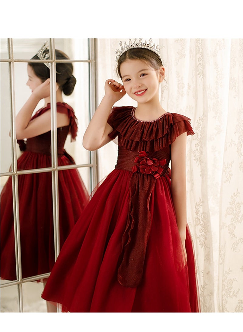 Girls princess dress tutu gauze atmospheric performance costume little girl flower girl wedding dress Costumes - Image 2