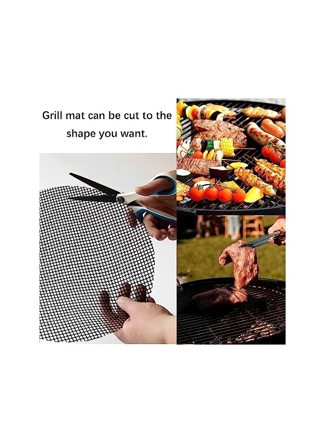 Goodern 5 Pcs Bbq Grill Mesh Mat Set,Non-Stick Bbq Grilling Sheet Liners Portable Extreme Heat Resistance Barbecue Rack Pad,Easy To Clean,Reusable Outdoor Barbecue Accessories For Meat/Vegetable-Black - Image 5