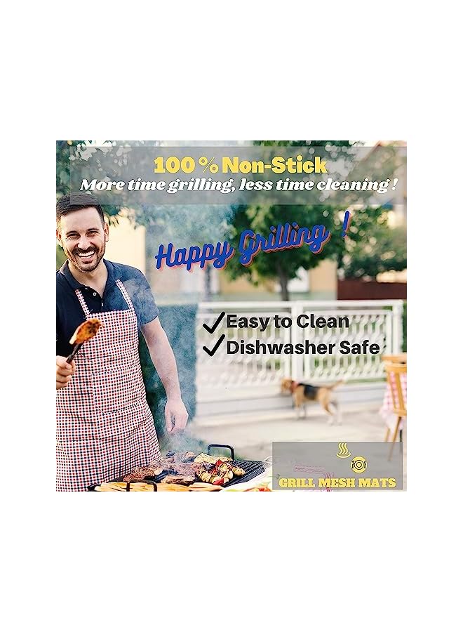 Goodern 5 Pcs Bbq Grill Mesh Mat Set,Non-Stick Bbq Grilling Sheet Liners Portable Extreme Heat Resistance Barbecue Rack Pad,Easy To Clean,Reusable Outdoor Barbecue Accessories For Meat/Vegetable-Black - Image 3