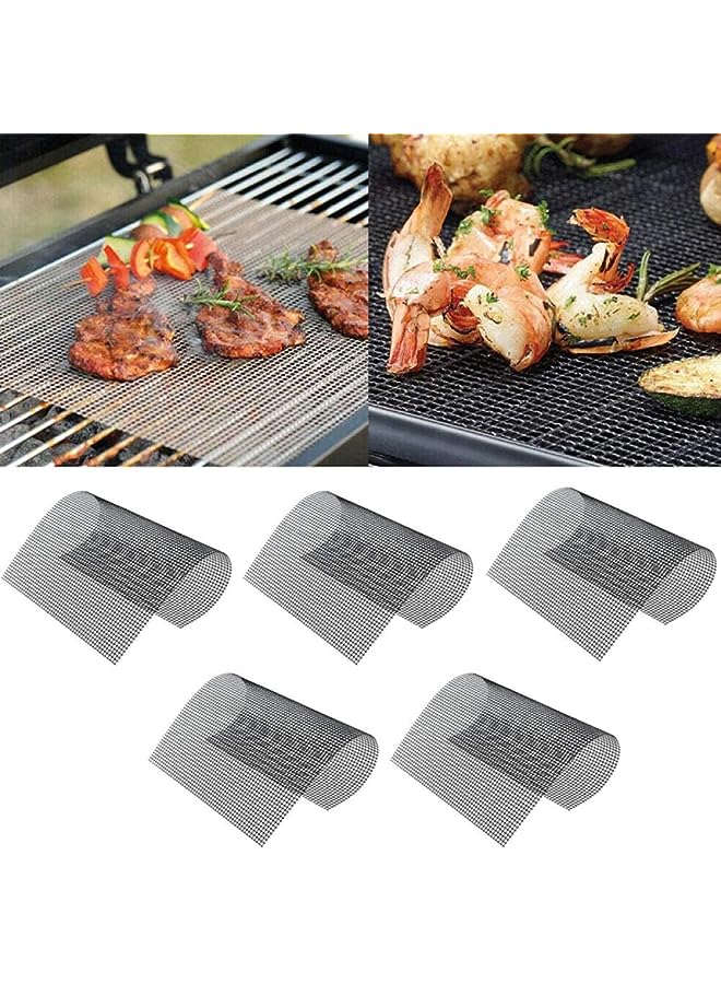 Goodern 5 Pcs Bbq Grill Mesh Mat Set,Non-Stick Bbq Grilling Sheet Liners Portable Extreme Heat Resistance Barbecue Rack Pad,Easy To Clean,Reusable Outdoor Barbecue Accessories For Meat/Vegetable-Black - Image 1