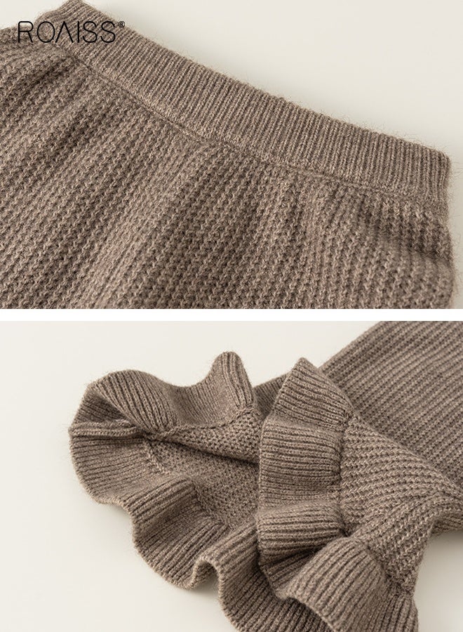 رويس طقم ملابس للفتيات من قطعتين، طقم أنيق مع سترة صوفية وسروال واسع، سترة صوفية وسروال بخصر مطاطي، طقم من قميص بأكمام طويلة وسروال للفتيات، مناسب للارتداء اليومي والأنشطة الخارجية - Image 5