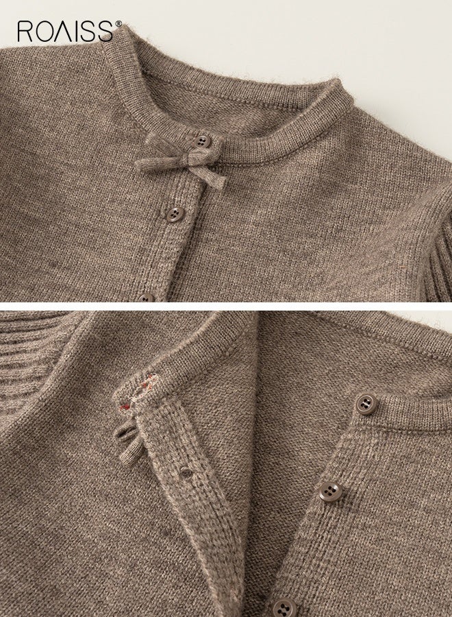 رويس طقم ملابس للفتيات من قطعتين، طقم أنيق مع سترة صوفية وسروال واسع، سترة صوفية وسروال بخصر مطاطي، طقم من قميص بأكمام طويلة وسروال للفتيات، مناسب للارتداء اليومي والأنشطة الخارجية - Image 4