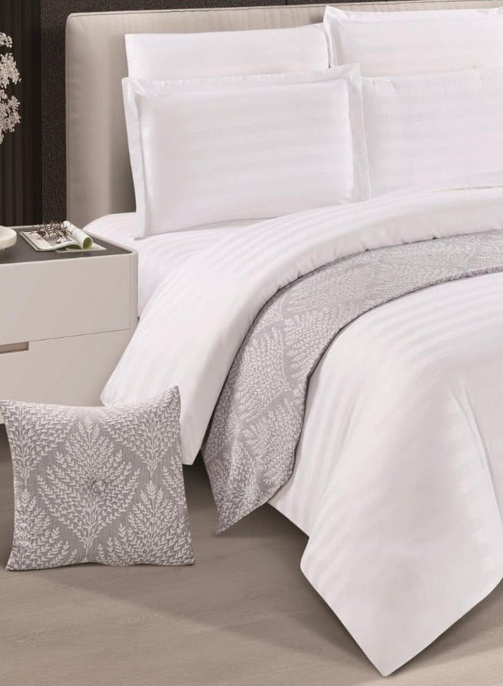 KAKA Double Microfiber Hotel Bedspread, Fits 200cm x 200cm Bed, 9 Pieces, with Removable Filling, Hotel Stripes Design - Image 2