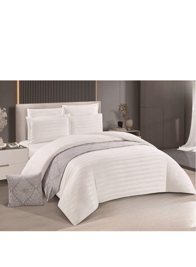 KAKA Double Microfiber Hotel Bedspread, Fits 200cm x 200cm Bed, 9 Pieces, with Removable Filling, Hotel Stripes Design - Image 1