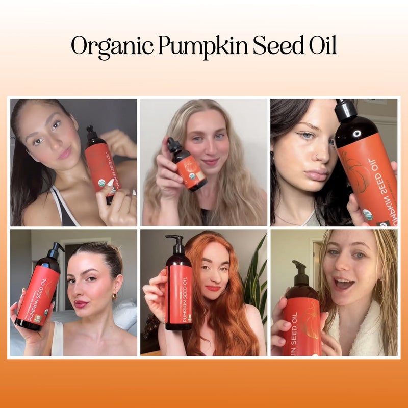 Maple Holistics Pumpkin Seed Oil Organic Certified - 100% Pure Organic Pumpkin Seed Oil for Hair Growth and Anti Aging Face Oil - Organic Hair Oil for Dry Hair and Growth - Virgin Cold Pressed & Unrefined (16oz) - Image 2