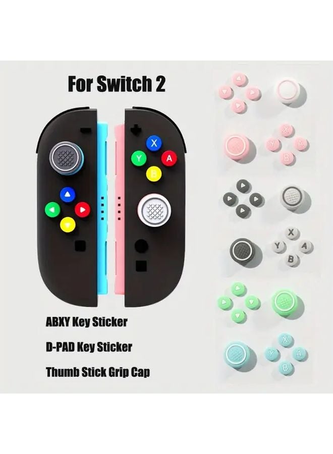 Black Purple Cross Keys D Pad ABXY Button Stickers for Nintendo Switch 2 Controller Thumb Stick Grip Cap Cover - Image 1