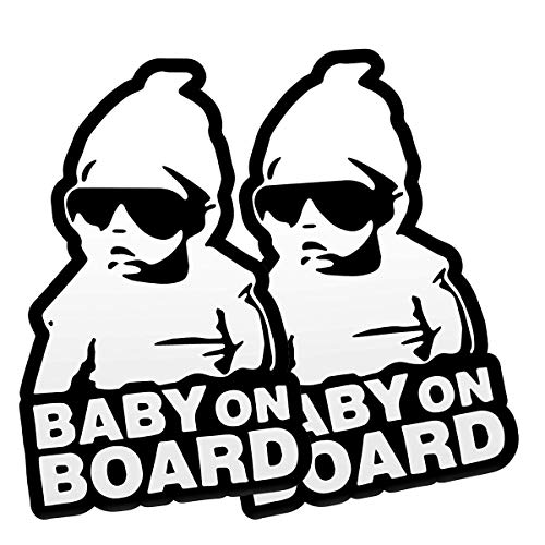 FINENIC Baby on Board Sticker for Cars 2 PCS Baby on Board Sign Decal No Need for Suction Cup or Magnets Strong AdhesiveRemovableReflectiveWaterproof 
