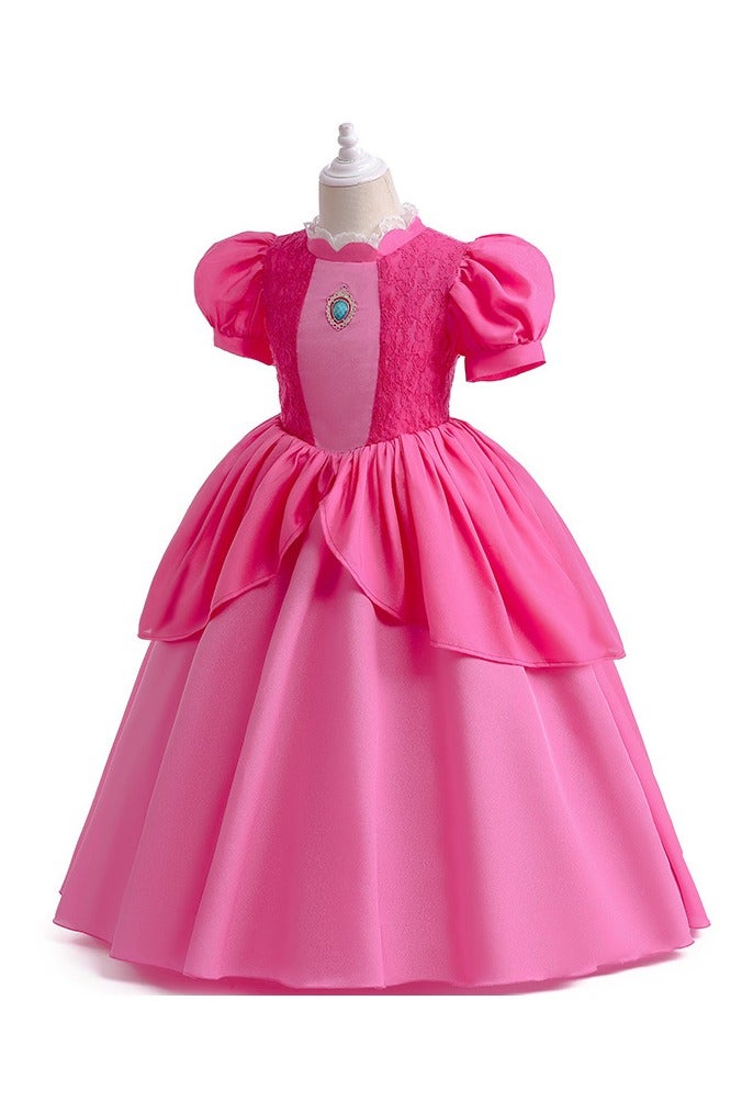 عام فستان الأميرة بريجيت لفتيات. فستان من نوع الويست (مخصص للصدر والخصر)، مزين برشاشات من الشعر وله تصميم من قطع مختلفة من القماش ملصقة ببعضها البعض. فهو فستان طويل وملتف مناسب للعروض والمناسبات. - Image 3