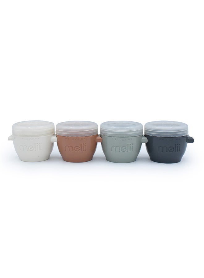melii Snap & Go Baby Food Storage Containers for Kids with lids, Snack Containers, Freezer Safe, 4 oz - 4 Pack, Earth Tones - Image 1