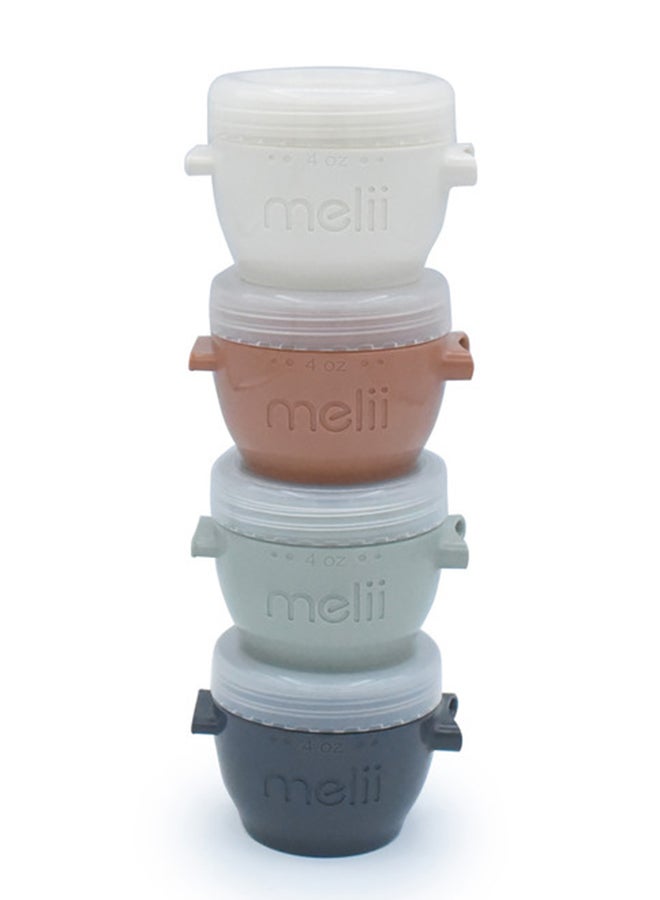 melii Snap & Go Baby Food Storage Containers for Kids with lids, Snack Containers, Freezer Safe, 4 oz - 4 Pack, Earth Tones - Image 3