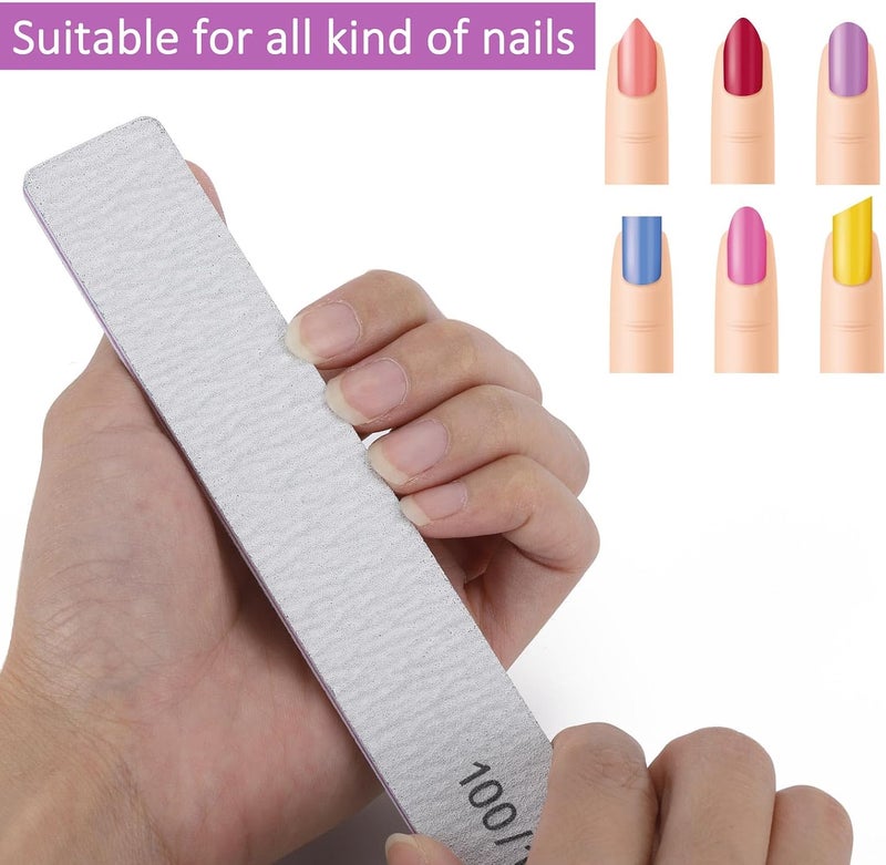 Tbestmax 100/180 Grit Nail Files for Acrylic Nails, Rectangle Double Sides Emery Boards Fingernail Files Professional Nail Buffering Files, 12 Pack - Image 5