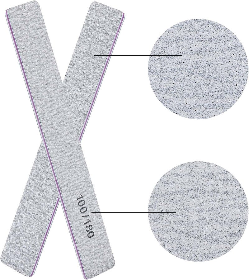Tbestmax 100/180 Grit Nail Files for Acrylic Nails, Rectangle Double Sides Emery Boards Fingernail Files Professional Nail Buffering Files, 12 Pack - Image 3