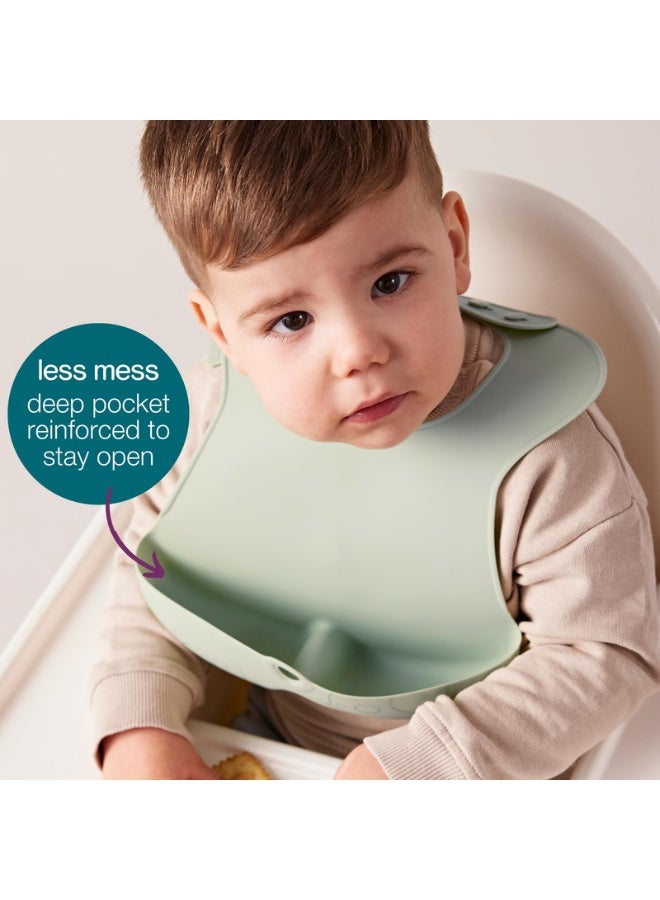 b.box Silicone Bib, Stay open Catcher, Rolls for Easy on the go use, Non-stick silicone, Adjustable, Tapered Fit, Dishwasher Safe, From 4m+ - Image 4