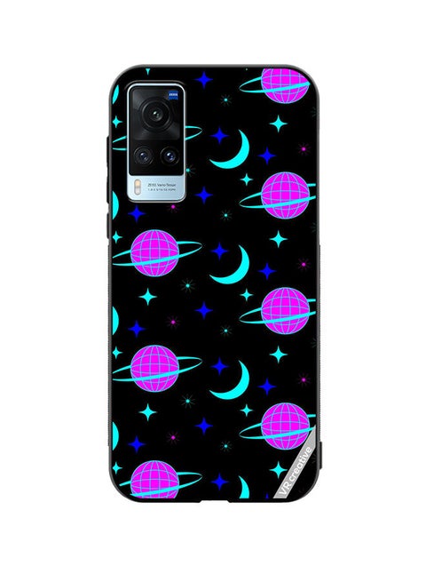Protective Case Cover For Vivo X60 Pattern On Black Design Multicolour
