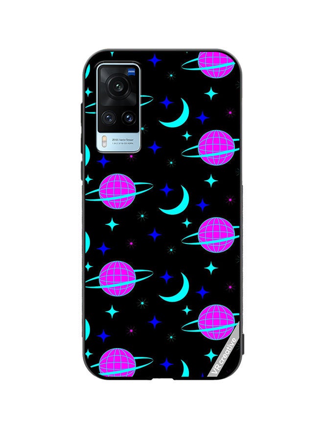 Protective Case Cover For Vivo X60 Pattern On Black Design Multicolour