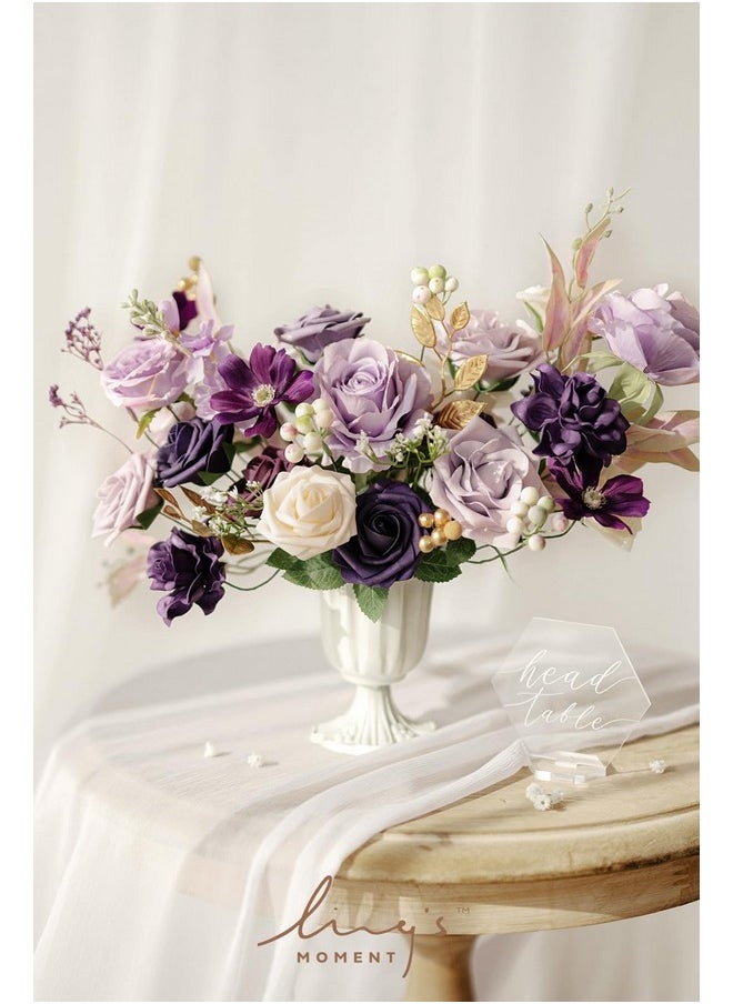 Ling's moment - Ling's Moment Artificial Flowers Fake Roses Faux Peony Foam Gardenia Combo for DIY Wedding Bouquets Centerpieces Arrangements Bridal Shower Party Home Decorations, Purple, 23pcs - Image 1